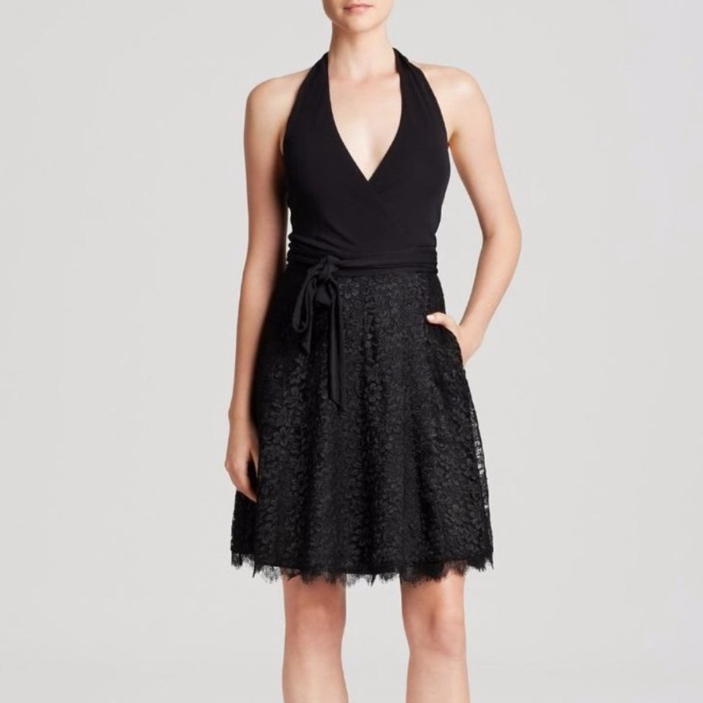 Perfect for Holidays! NWT Diane Von Furstenberg Amelia Halter Lace Wrap Dress